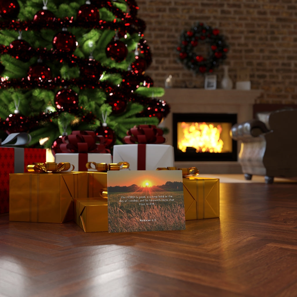 Trust In Him Nahum 1:7 Bible Verse Canvas Christian Wall Art Ready to Hang Unframed-Express Your Love Gifts