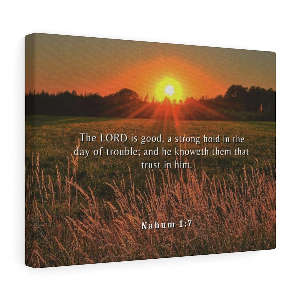 Trust In Him Nahum 1:7 Bible Verse Canvas Christian Wall Art Ready to Hang Unframed-Express Your Love Gifts