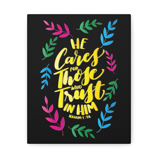 Trust In Him Nahum 1:7A Bible Verse Canvas Christian Wall Art Ready to Hang Unframed-Express Your Love Gifts