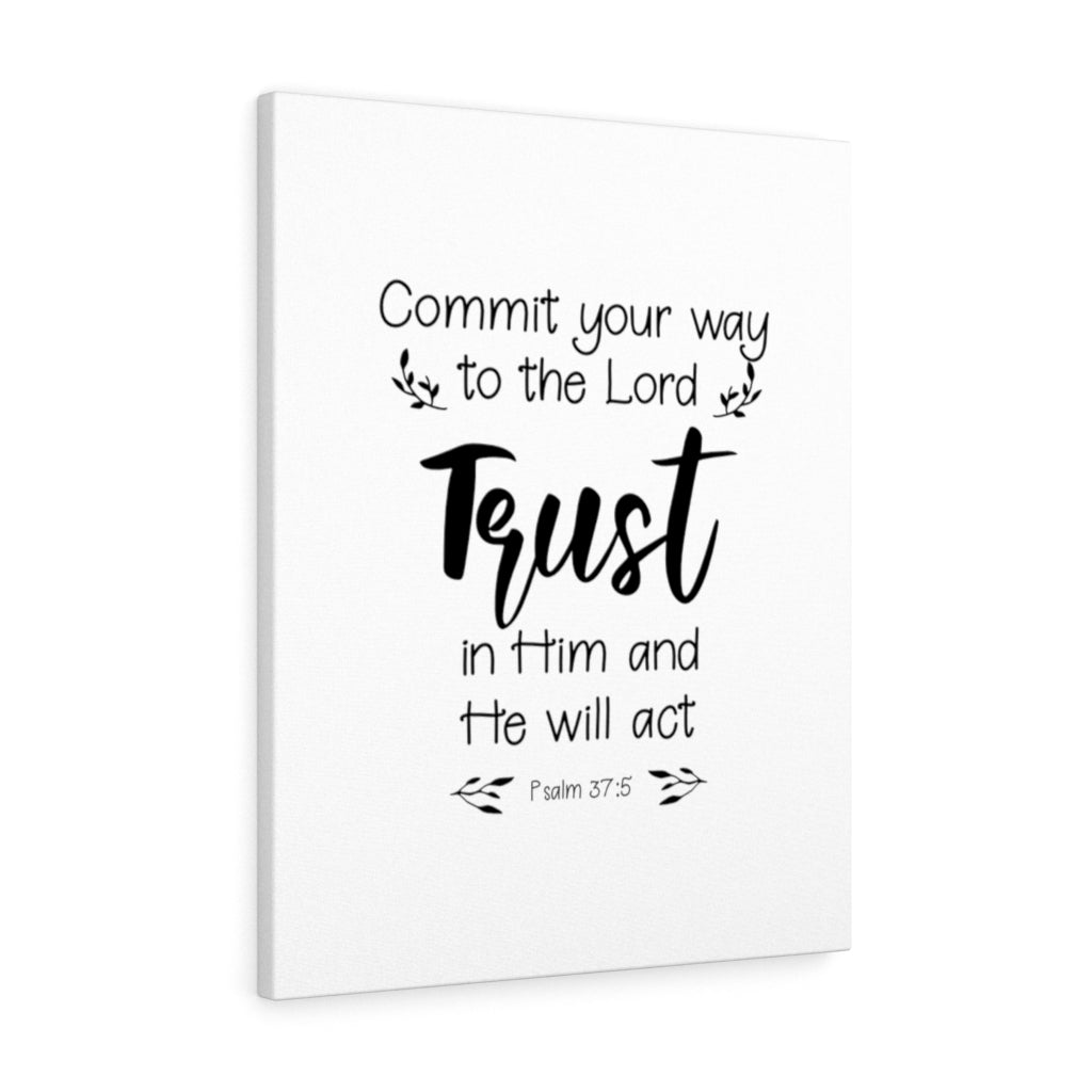 Trust In Him Psalm 37:5 Bible Verse Canvas Christian Wall Art Ready to Hang Unframed-Express Your Love Gifts