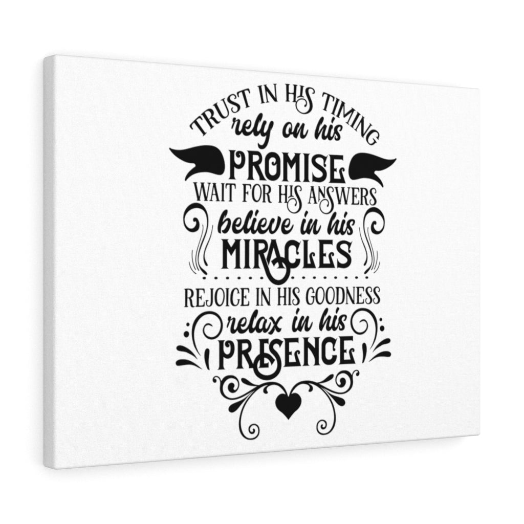 Scripture Walls Trust In His Timing Bible Verse Canvas Christian Wall Art Ready to Hang Unframed-Express Your Love Gifts