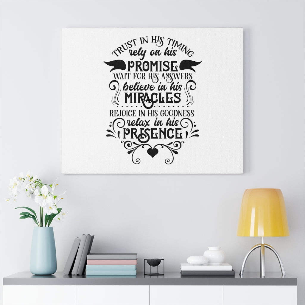 Scripture Walls Trust In His Timing Bible Verse Canvas Christian Wall Art Ready to Hang Unframed-Express Your Love Gifts