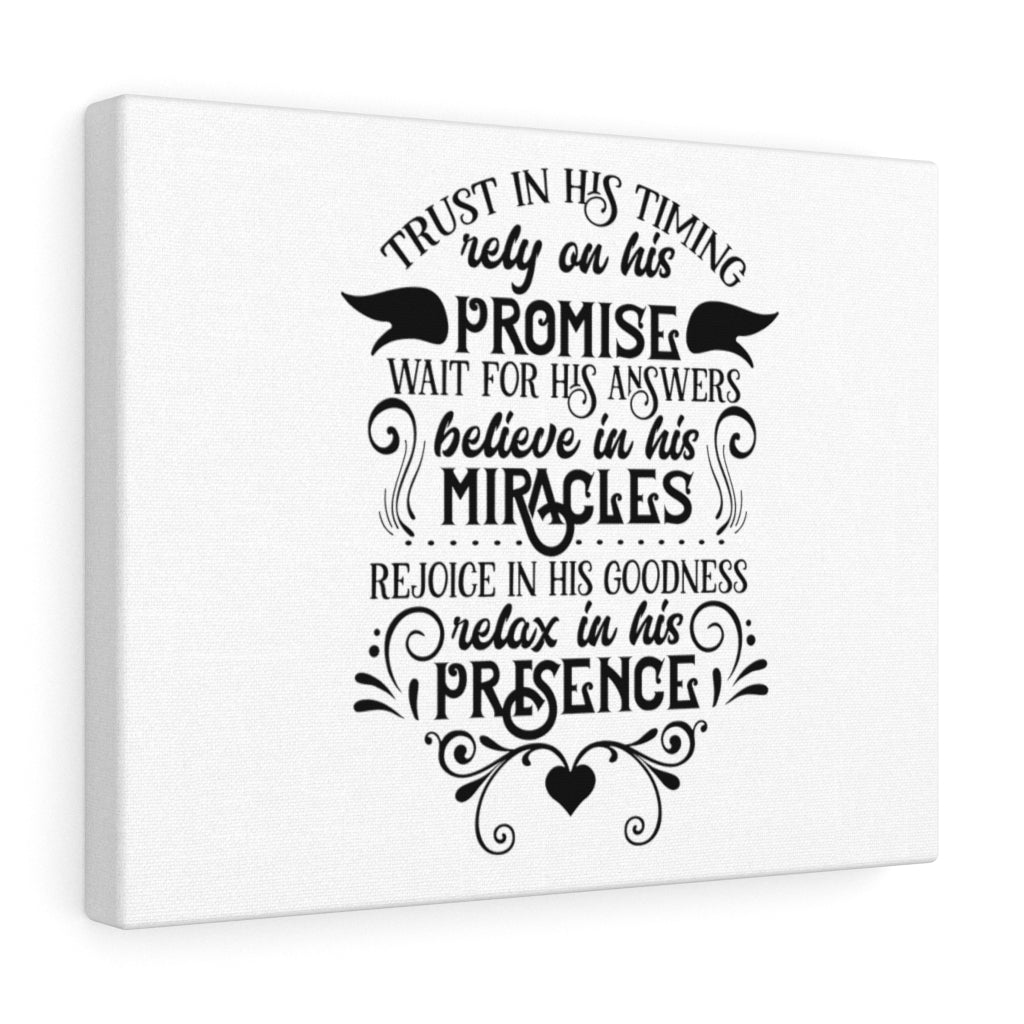 Scripture Walls Trust In His Timing Bible Verse Canvas Christian Wall Art Ready to Hang Unframed-Express Your Love Gifts