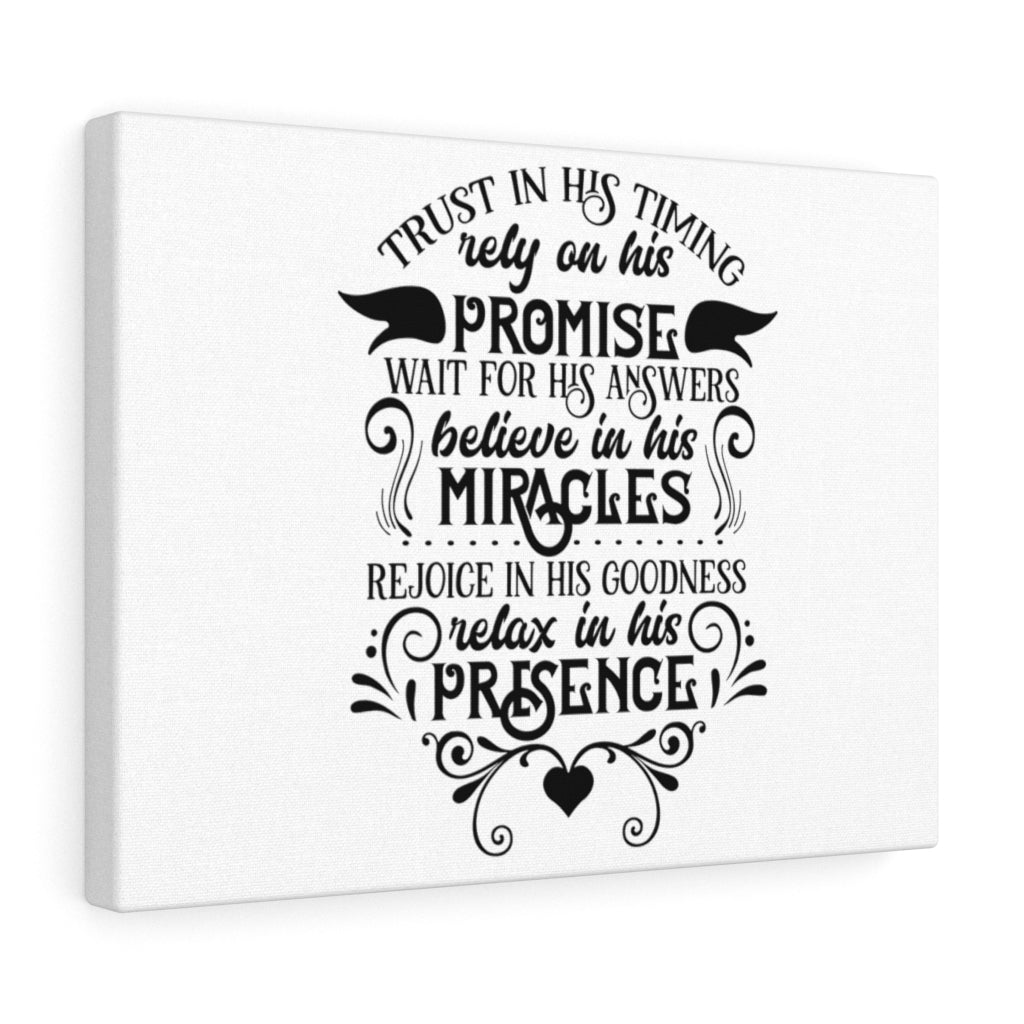 Scripture Walls Trust In His Timing Bible Verse Canvas Christian Wall Art Ready to Hang Unframed-Express Your Love Gifts