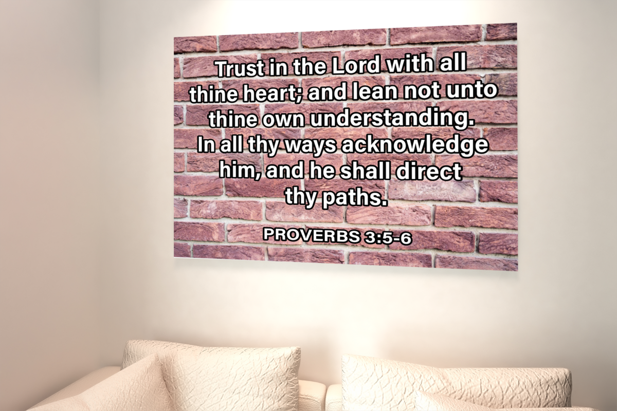 Scripture Walls Trust in Lord Proverbs 3:5-6 Bricks Scripture Bible Verse Canvas Christian Wall Art Ready to Hang Unframed-Express Your Love Gifts