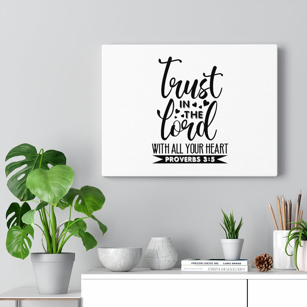Trust In The Lord Heart Proverbs 3:5 Bible Verse Canvas Christian Wall Art Ready to Hang Unframed-Express Your Love Gifts