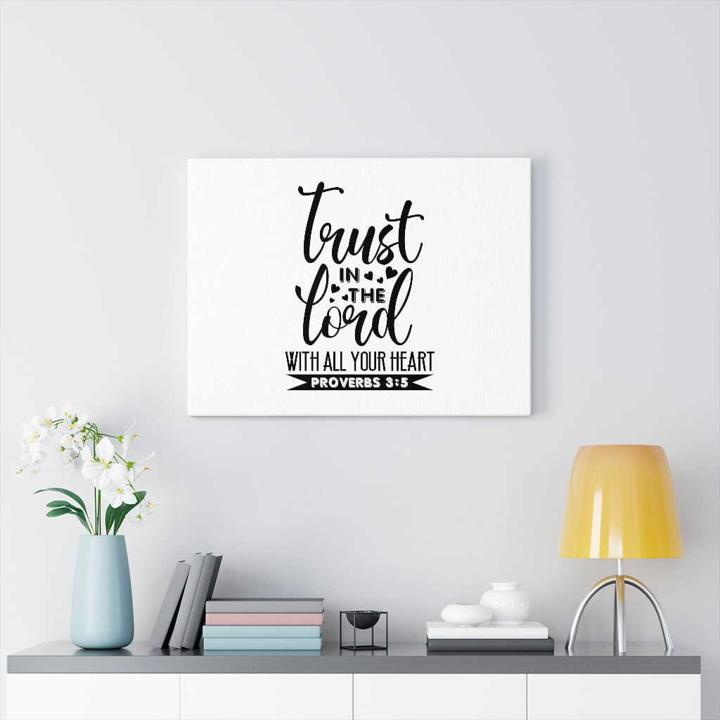 Trust In The Lord Heart Proverbs 3:5 Bible Verse Canvas Christian Wall Art Ready to Hang Unframed-Express Your Love Gifts