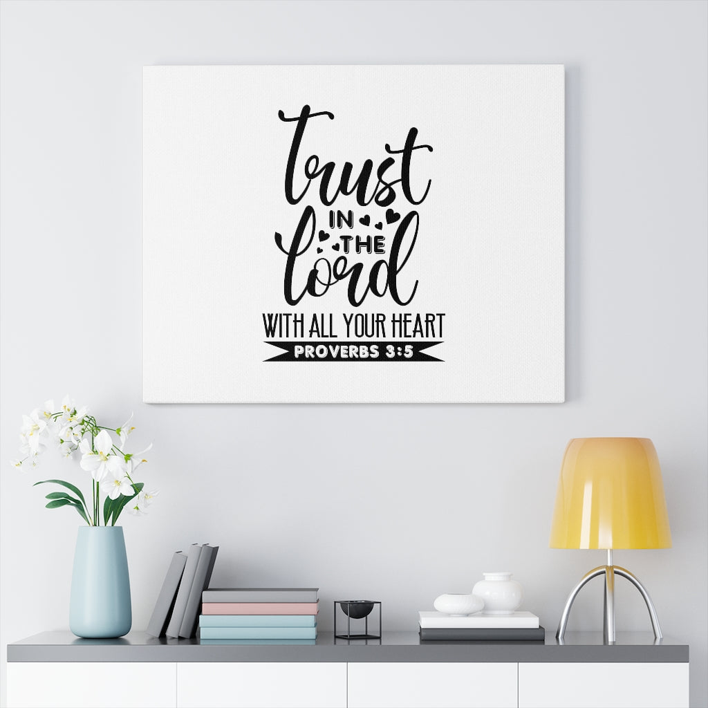 Trust In The Lord Heart Proverbs 3:5 Bible Verse Canvas Christian Wall Art Ready to Hang Unframed-Express Your Love Gifts