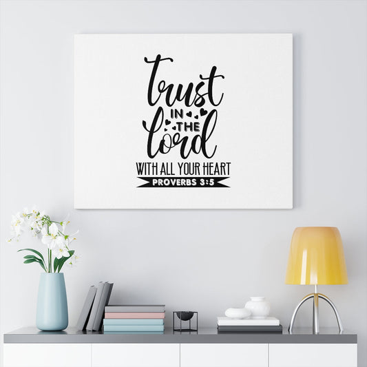 Trust In The Lord Heart Proverbs 3:5 Bible Verse Canvas Christian Wall Art Ready to Hang Unframed-Express Your Love Gifts