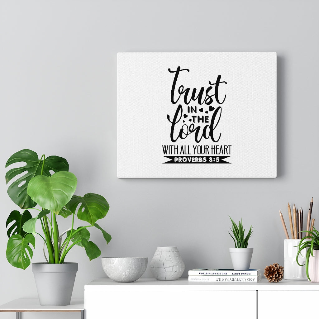 Trust In The Lord Heart Proverbs 3:5 Bible Verse Canvas Christian Wall Art Ready to Hang Unframed-Express Your Love Gifts