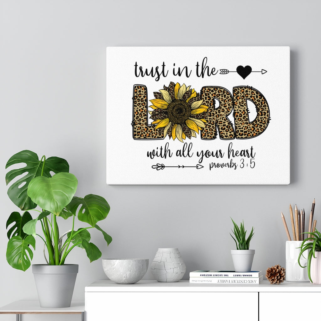 Trust In The Lord Leopard Proverbs 3:5 Bible Verse Canvas Christian Wall Art Ready to Hang Unframed-Express Your Love Gifts
