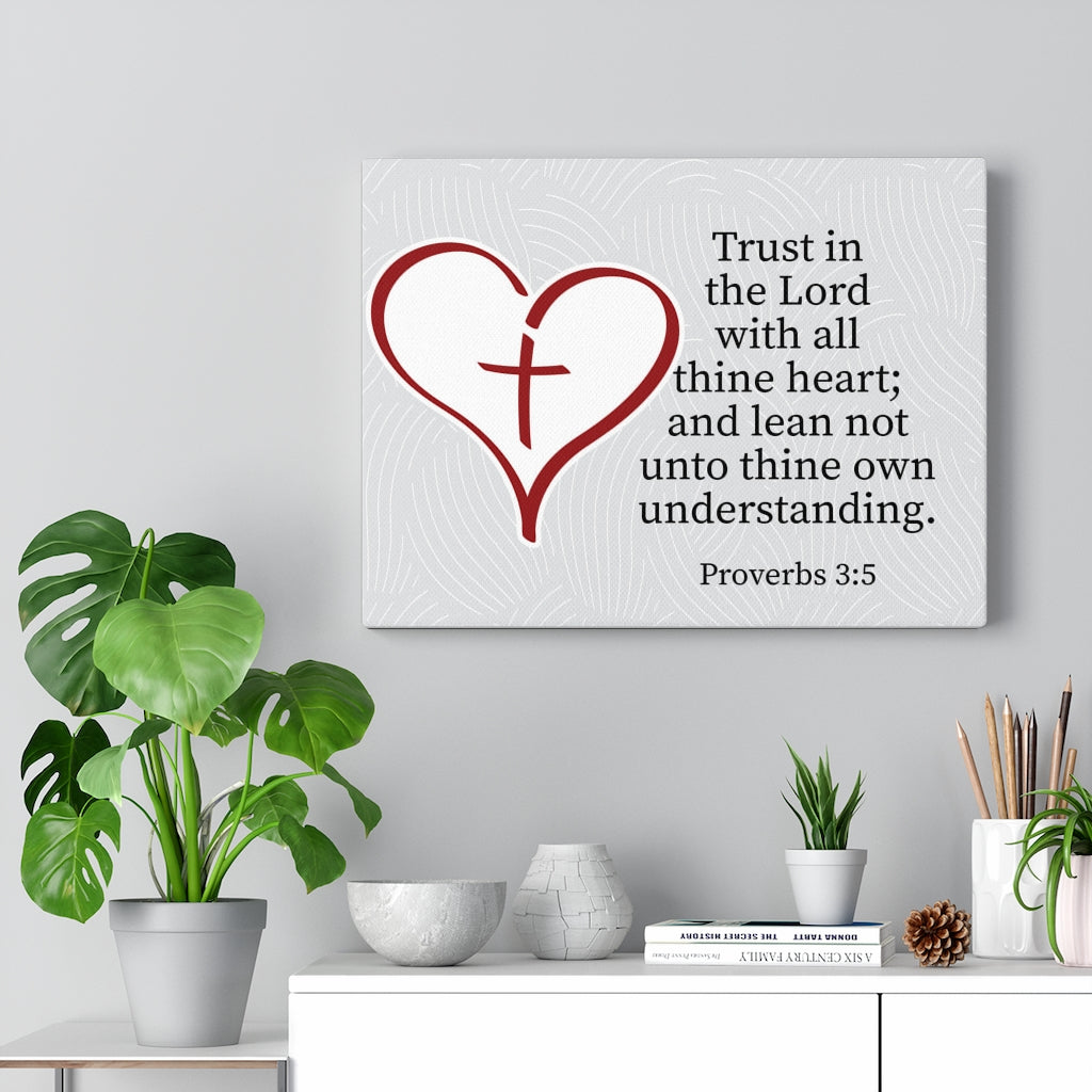 Scripture Walls Trust in the Lord Proverbs 3:5 Heart Cross Wall Art Christian Home Decor Unframed-Express Your Love Gifts