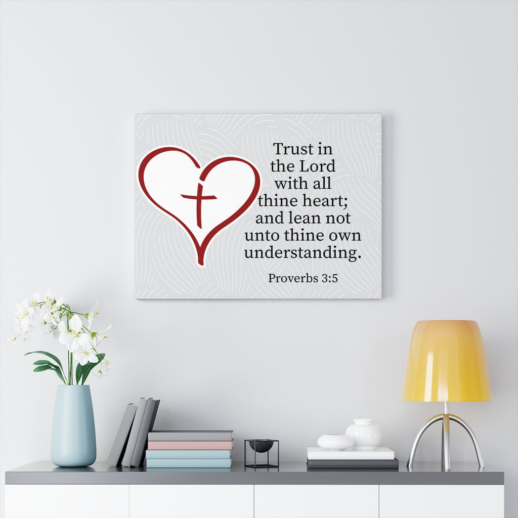 Scripture Walls Trust in the Lord Proverbs 3:5 Heart Cross Wall Art Christian Home Decor Unframed-Express Your Love Gifts