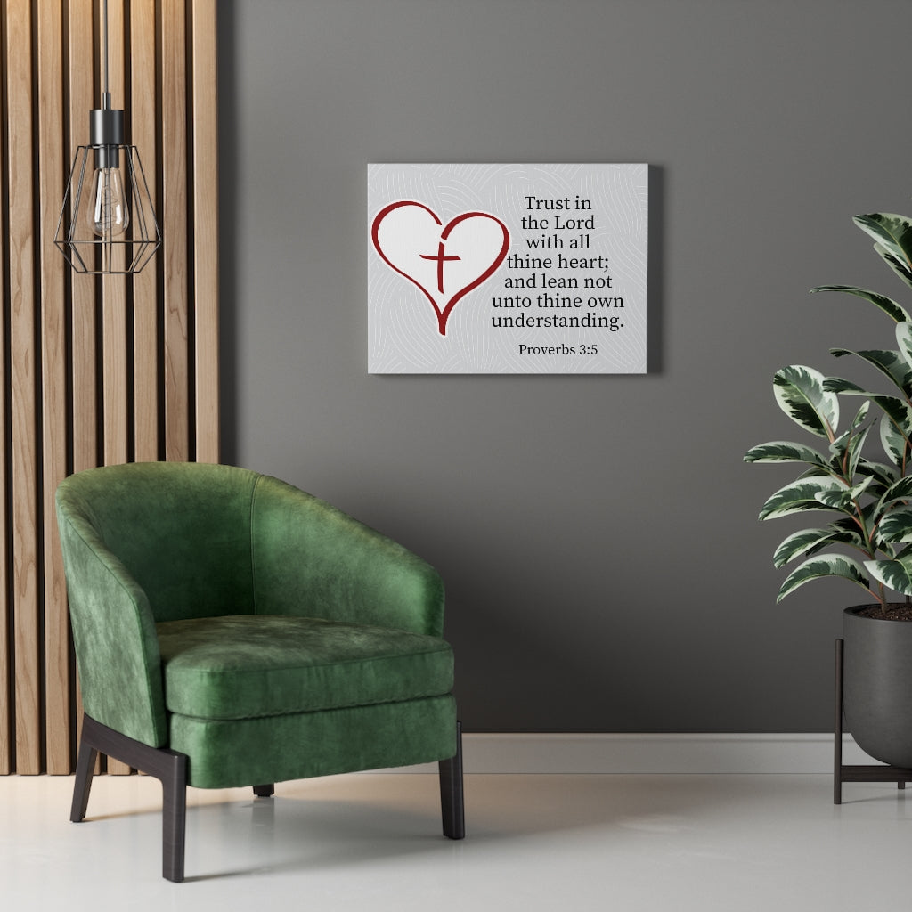 Scripture Walls Trust in the Lord Proverbs 3:5 Heart Cross Wall Art Christian Home Decor Unframed-Express Your Love Gifts