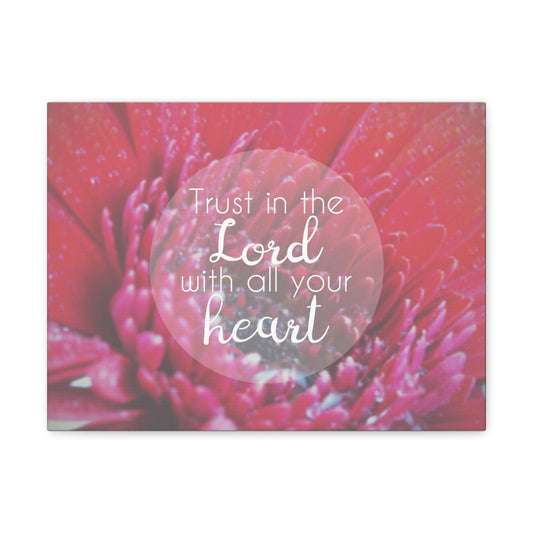 Trust In The Lord Proverbs 3:5 Pink Flower Christian Wall Art Bible Verse Print Ready to Hang Unframed-Express Your Love Gifts