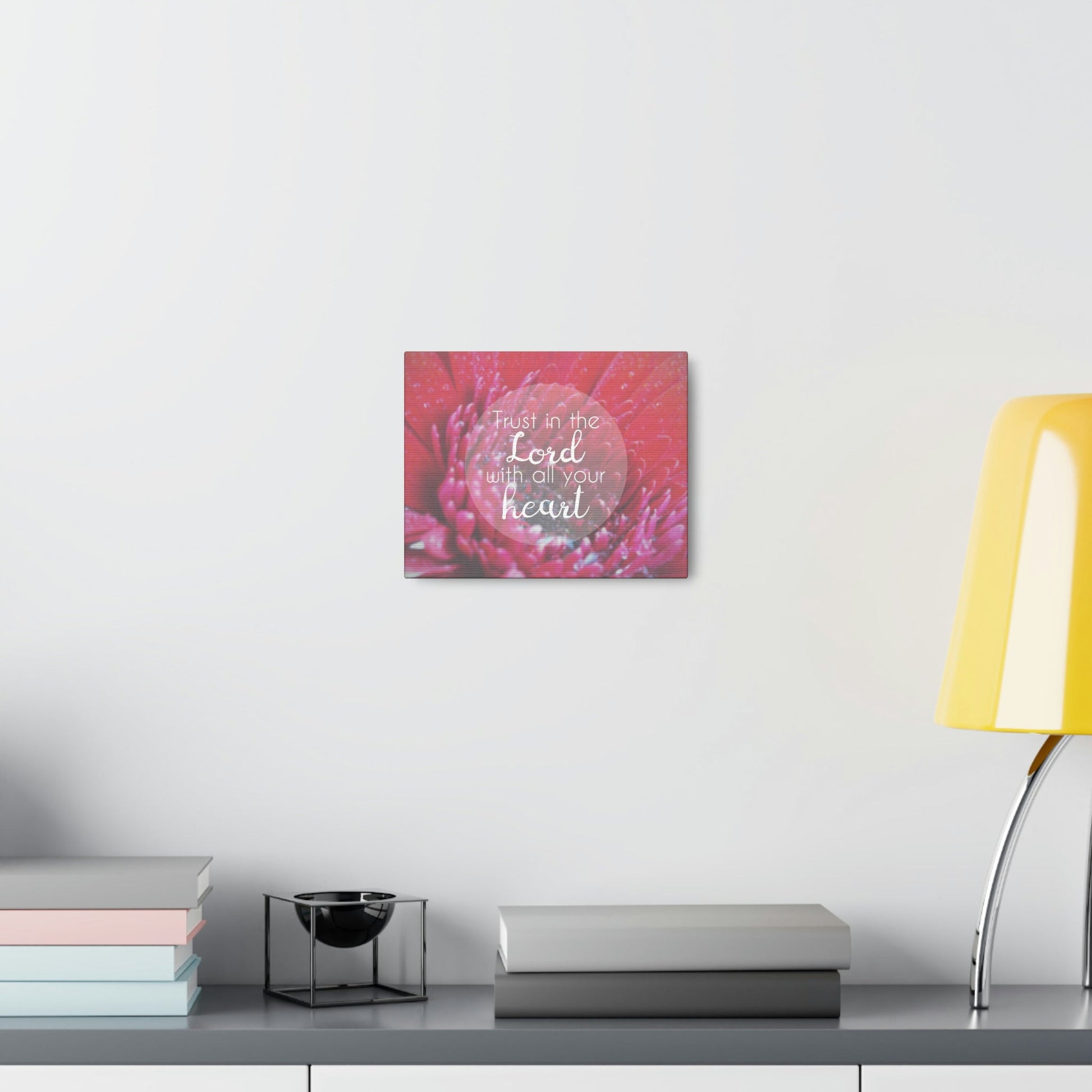 Trust In The Lord Proverbs 3:5 Pink Flower Christian Wall Art Bible Verse Print Ready to Hang Unframed-Express Your Love Gifts