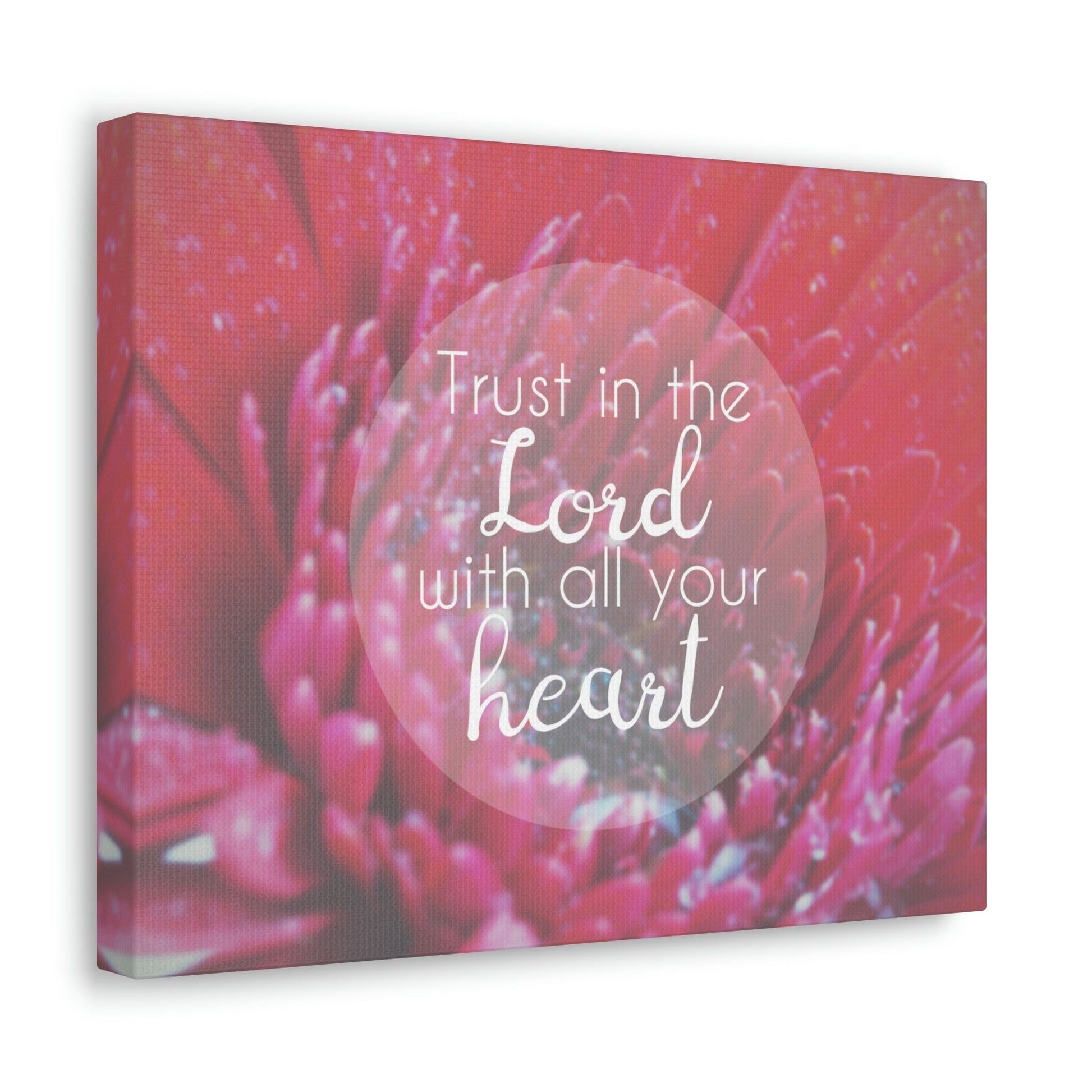 Trust In The Lord Proverbs 3:5 Pink Flower Christian Wall Art Bible Verse Print Ready to Hang Unframed-Express Your Love Gifts