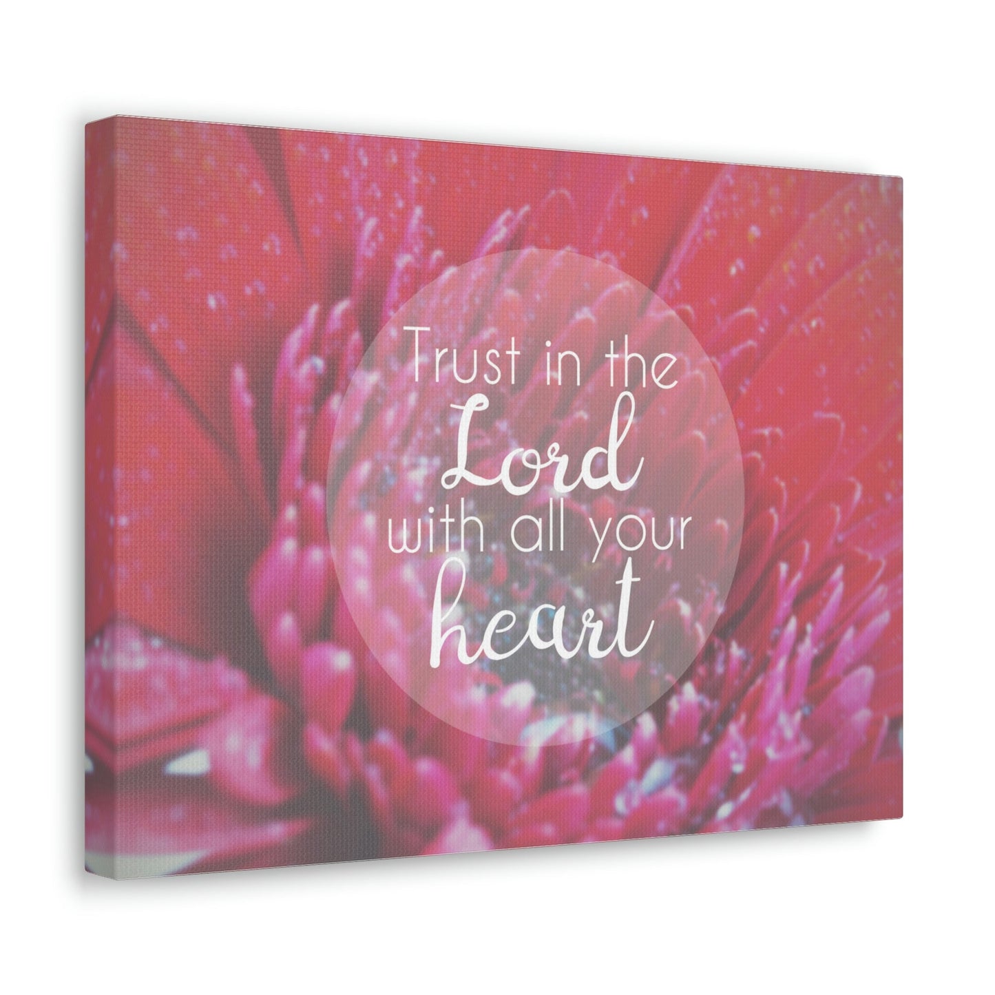 Trust In The Lord Proverbs 3:5 Pink Flower Christian Wall Art Bible Verse Print Ready to Hang Unframed-Express Your Love Gifts
