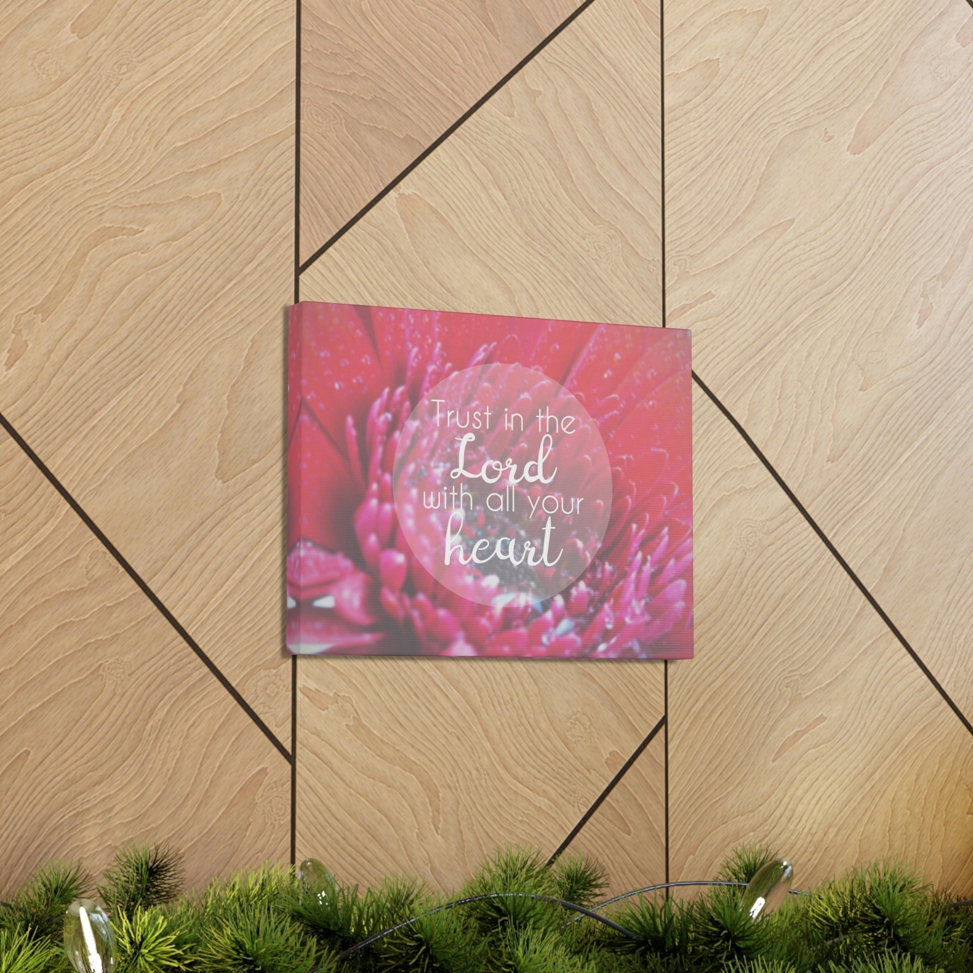 Trust In The Lord Proverbs 3:5 Pink Flower Christian Wall Art Bible Verse Print Ready to Hang Unframed-Express Your Love Gifts