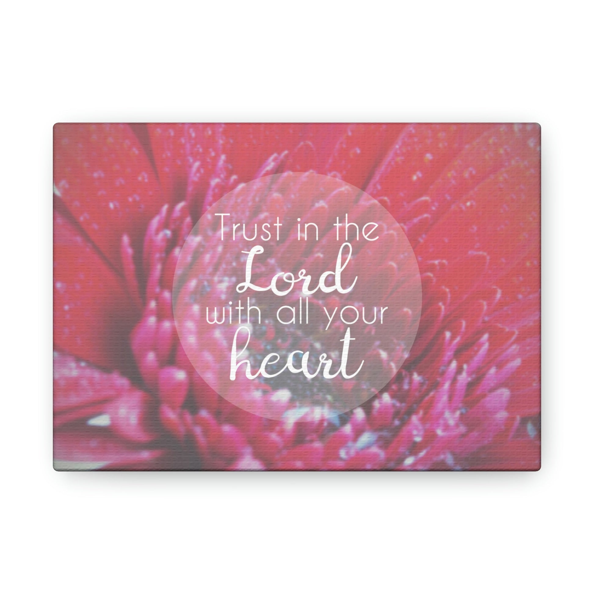 Trust In The Lord Proverbs 3:5 Pink Flower Christian Wall Art Bible Verse Print Ready to Hang Unframed-Express Your Love Gifts