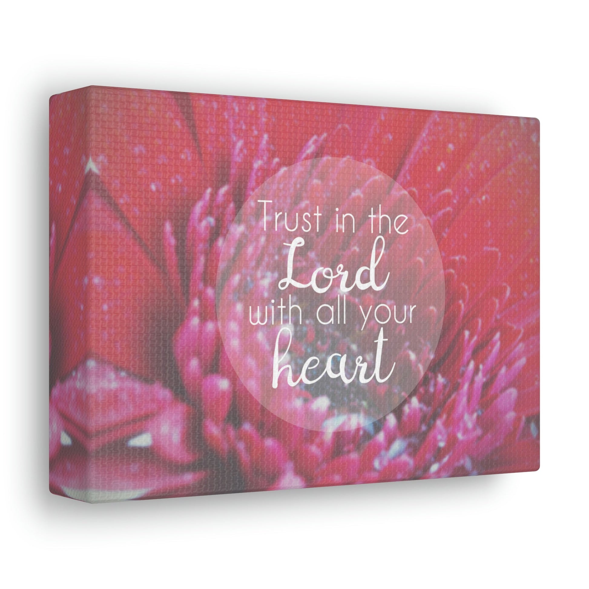 Trust In The Lord Proverbs 3:5 Pink Flower Christian Wall Art Bible Verse Print Ready to Hang Unframed-Express Your Love Gifts