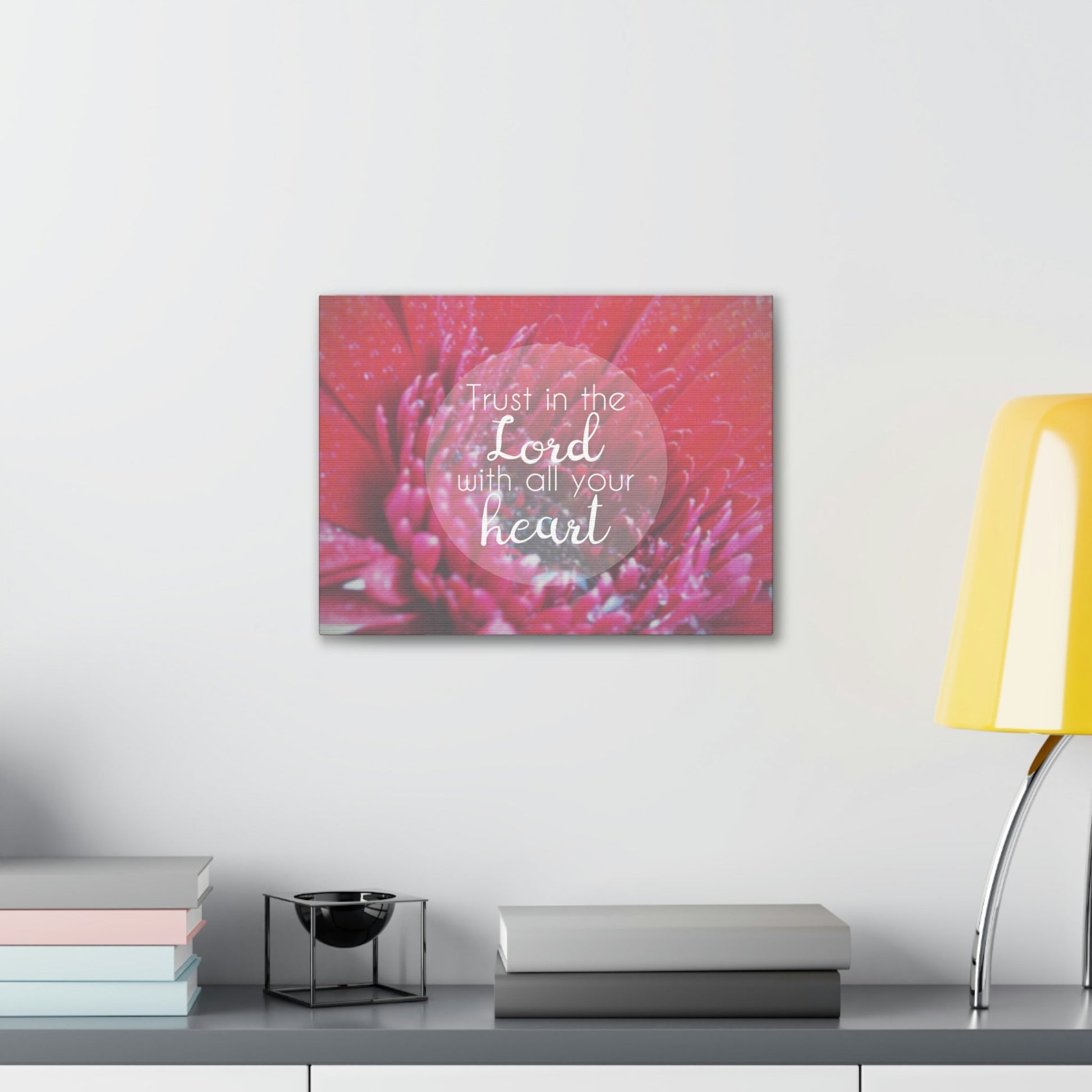 Trust In The Lord Proverbs 3:5 Pink Flower Christian Wall Art Bible Verse Print Ready to Hang Unframed-Express Your Love Gifts