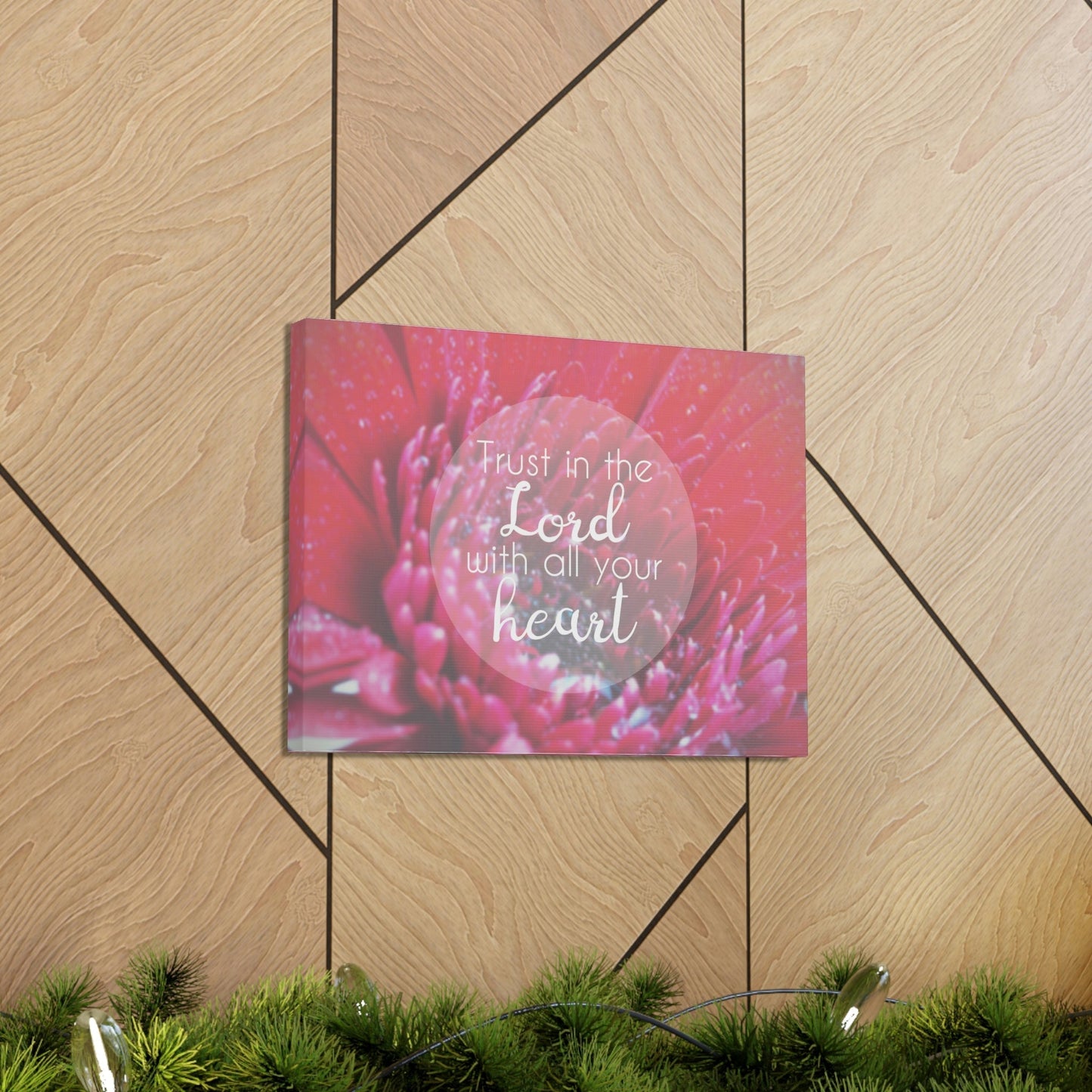 Trust In The Lord Proverbs 3:5 Pink Flower Christian Wall Art Bible Verse Print Ready to Hang Unframed-Express Your Love Gifts