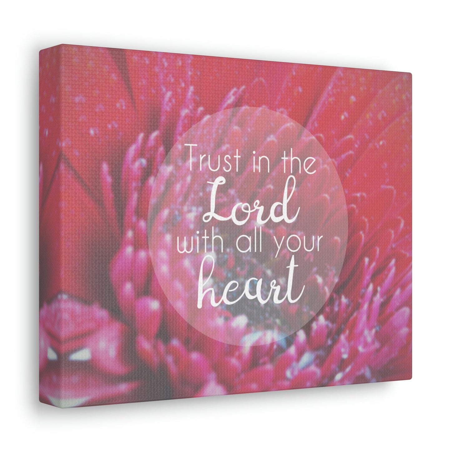 Trust In The Lord Proverbs 3:5 Pink Flower Christian Wall Art Bible Verse Print Ready to Hang Unframed-Express Your Love Gifts