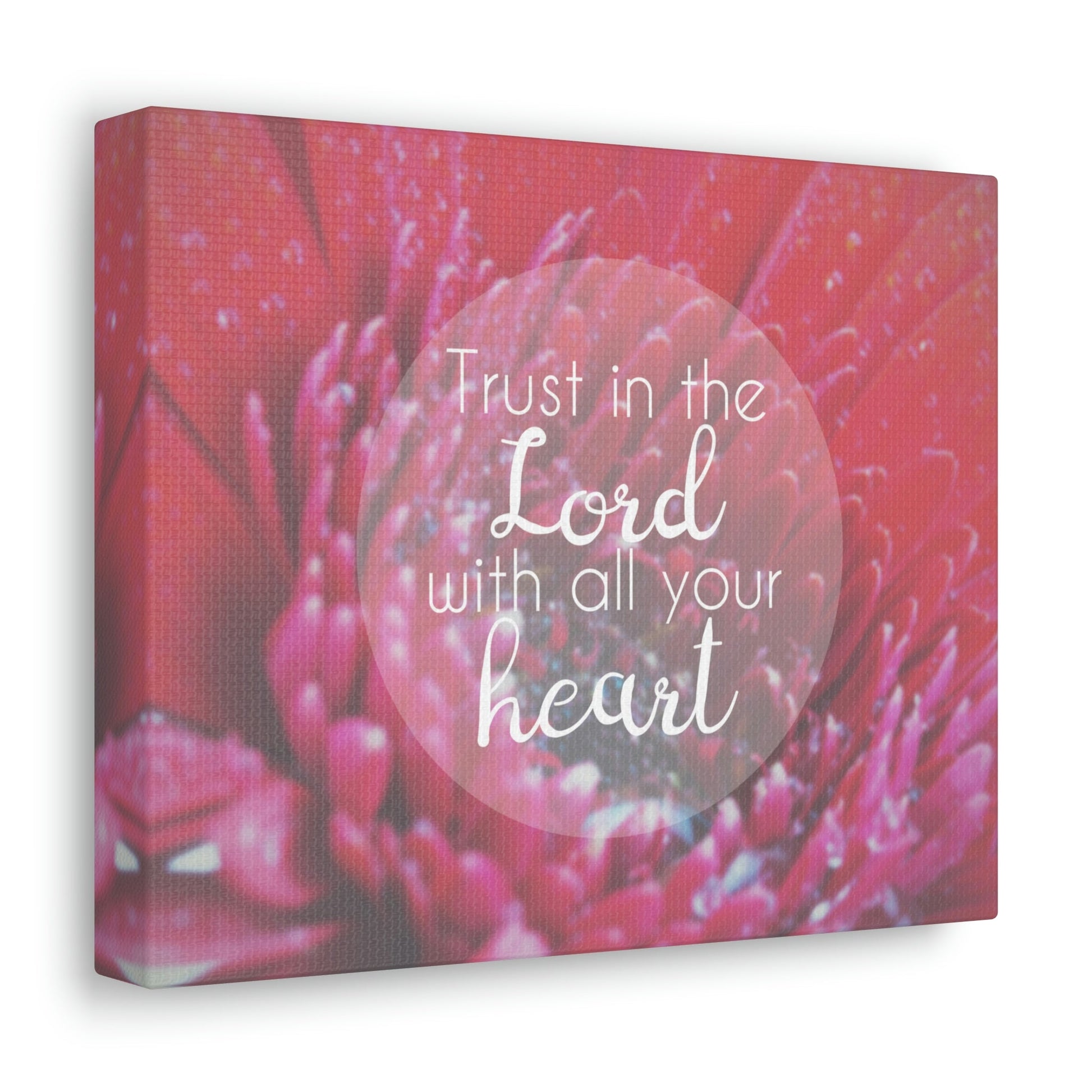 Trust In The Lord Proverbs 3:5 Pink Flower Christian Wall Art Bible Verse Print Ready to Hang Unframed-Express Your Love Gifts