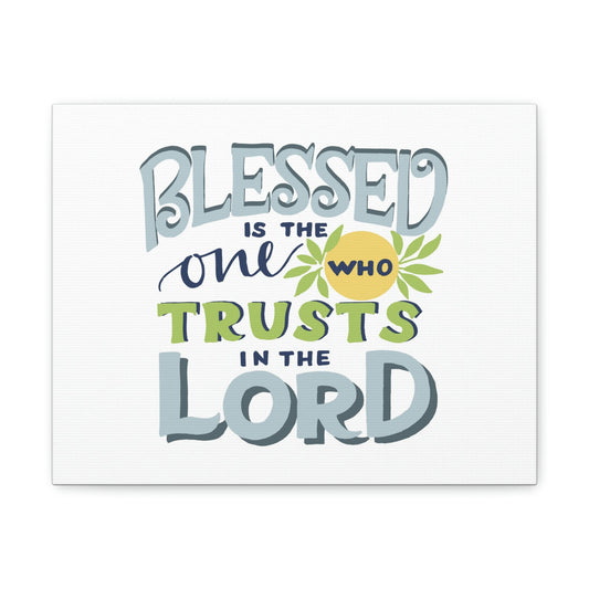 Trust In The Lord Psalm 40:4 Pale Blue Christian Wall Art Bible Verse Print Ready to Hang Unframed-Express Your Love Gifts