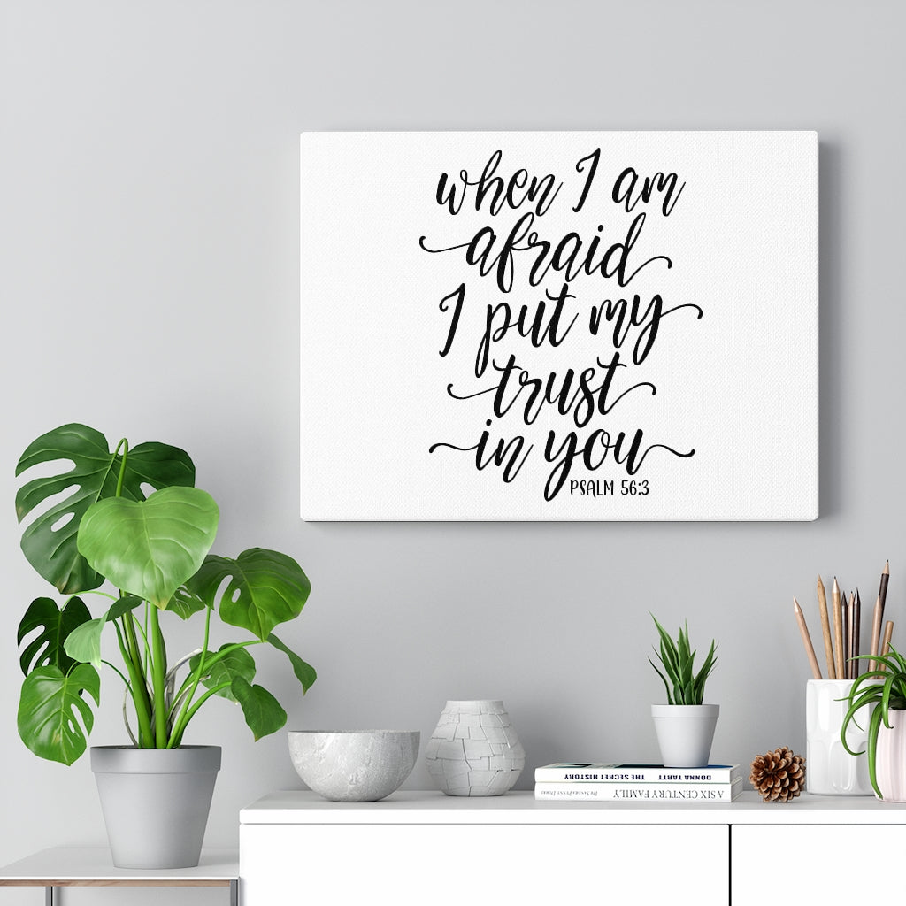 Trust In You Psalm 56:3 White Bible Verse Canvas Christian Wall Art Ready to Hang Unframed-Express Your Love Gifts