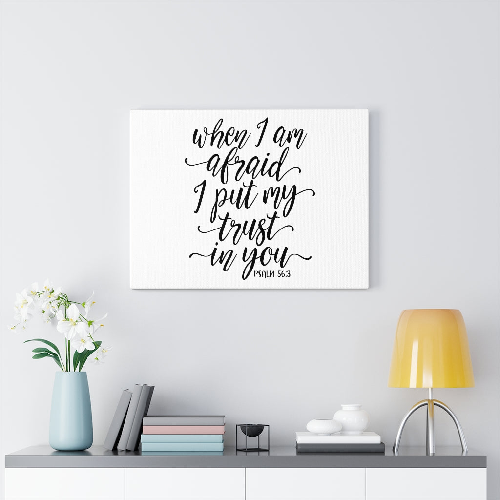 Trust In You Psalm 56:3 White Bible Verse Canvas Christian Wall Art Ready to Hang Unframed-Express Your Love Gifts