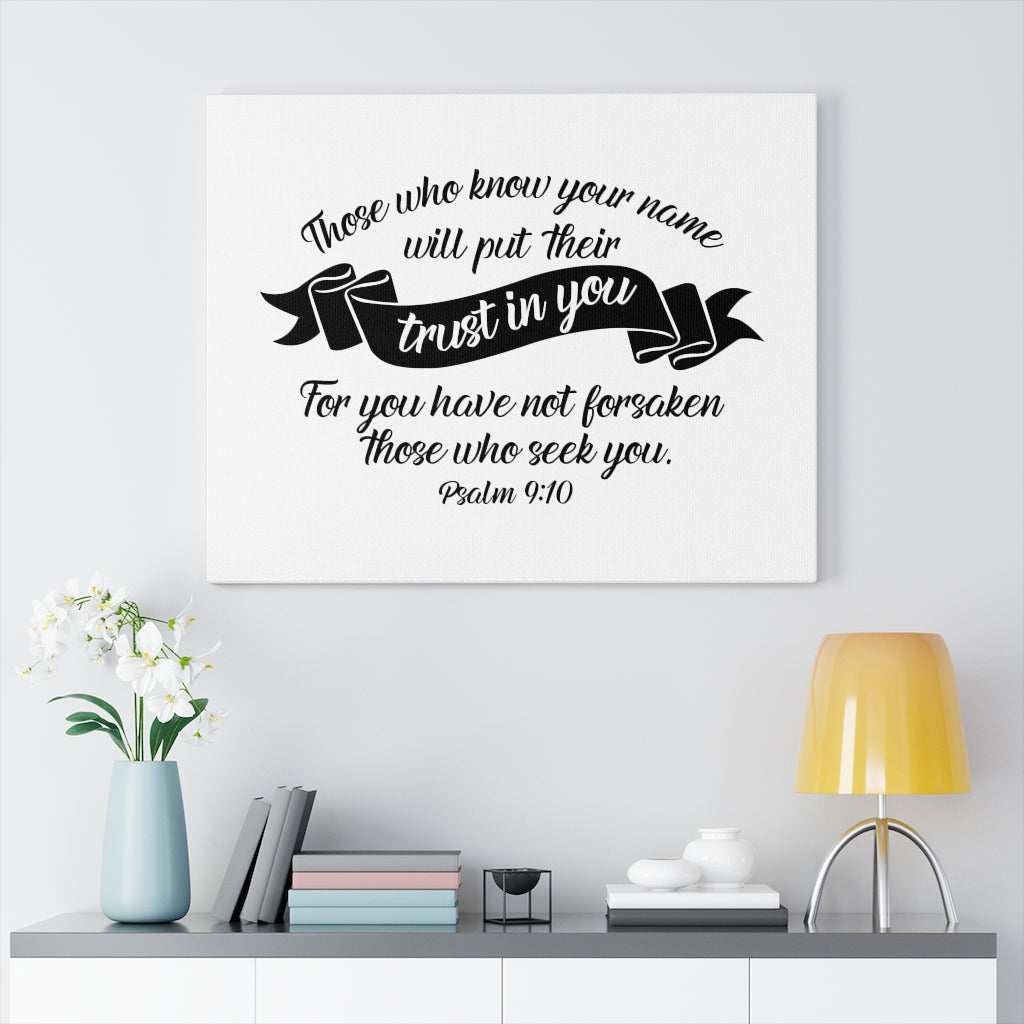 Scripture Walls Trust In You Psalm 9:10 Bible Verse Canvas Christian Wall Art Ready to Hang Unframed-Express Your Love Gifts