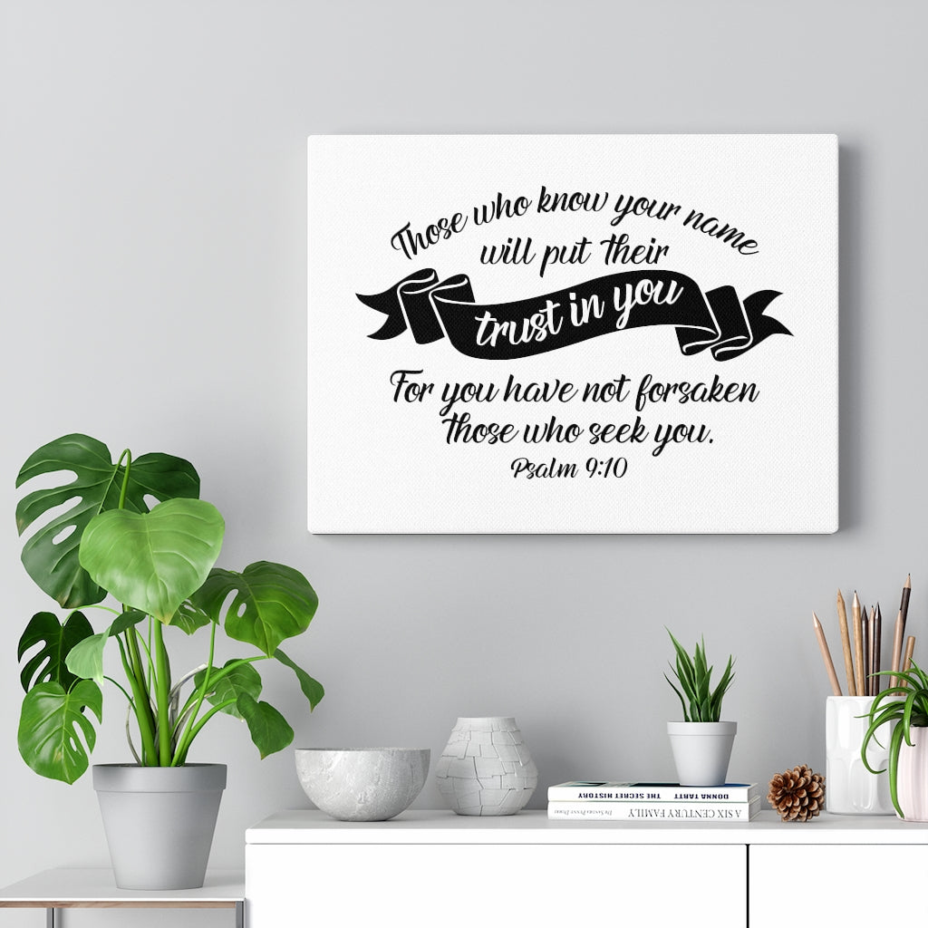 Scripture Walls Trust In You Psalm 9:10 Bible Verse Canvas Christian Wall Art Ready to Hang Unframed-Express Your Love Gifts