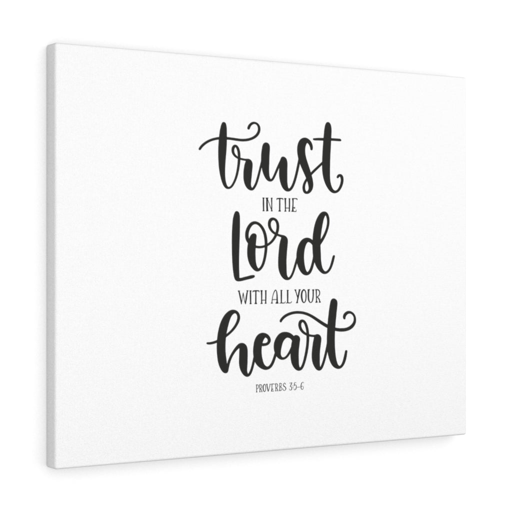 Trust The Lord Proverbs 3:5-6 White Bible Verse Canvas Christian Wall Art Ready to Hang Unframed-Express Your Love Gifts