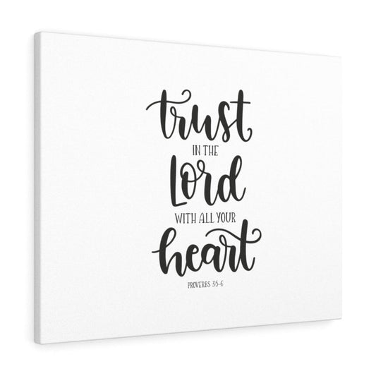 Trust The Lord Proverbs 3:5-6 White Bible Verse Canvas Christian Wall Art Ready to Hang Unframed-Express Your Love Gifts