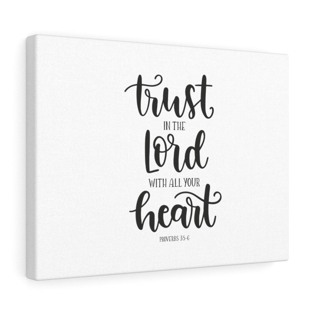 Trust The Lord Proverbs 3:5-6 White Bible Verse Canvas Christian Wall Art Ready to Hang Unframed-Express Your Love Gifts