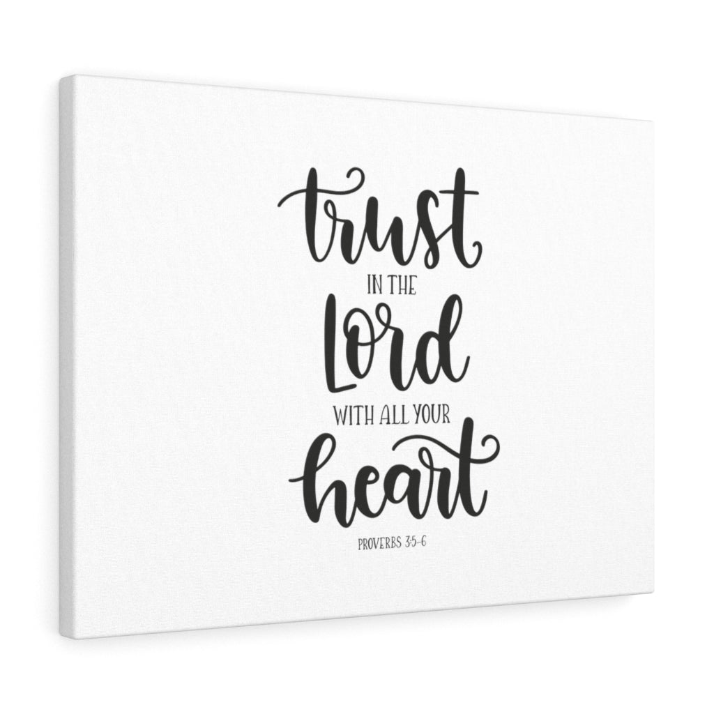 Trust The Lord Proverbs 3:5-6 White Bible Verse Canvas Christian Wall Art Ready to Hang Unframed-Express Your Love Gifts