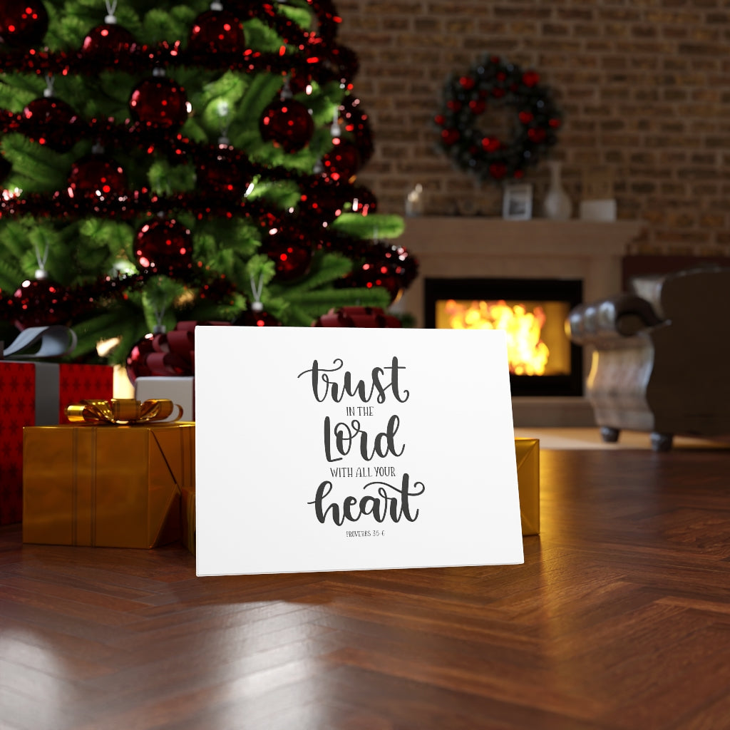Trust The Lord Proverbs 3:5-6 White Bible Verse Canvas Christian Wall Art Ready to Hang Unframed-Express Your Love Gifts