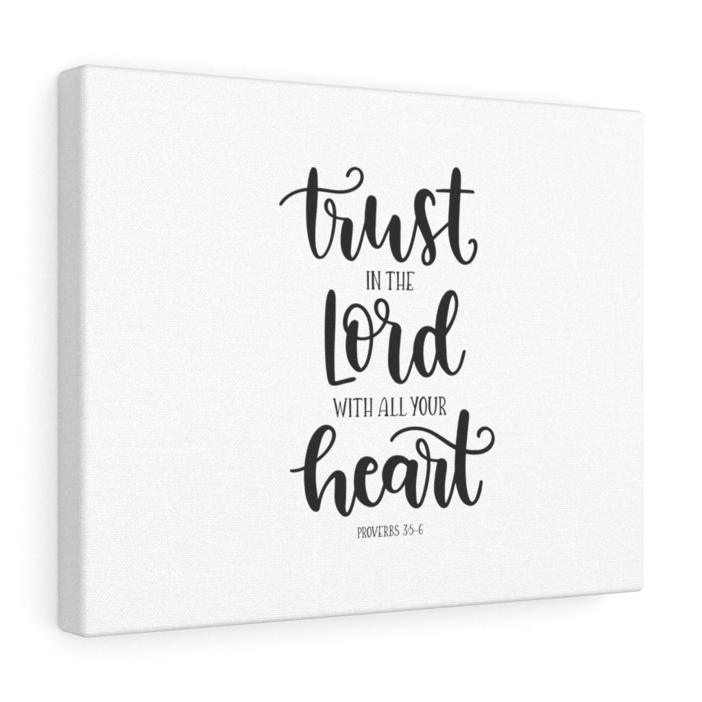 Trust The Lord Proverbs 3:5-6 White Bible Verse Canvas Christian Wall Art Ready to Hang Unframed-Express Your Love Gifts