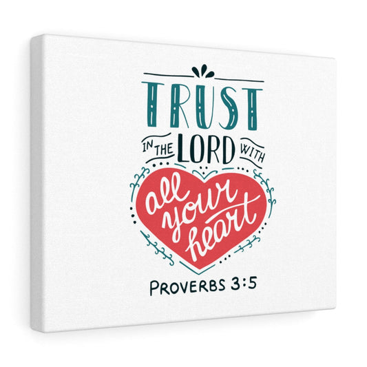 Trust The Lord Red Heart Proverbs 3:5 Bible Verse Canvas Christian Wall Art Ready to Hang Unframed-Express Your Love Gifts