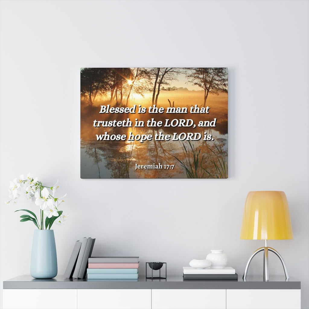 Trusteth Jeremiah 17:7 Bible Verse Canvas Christian Wall Art Ready to Hang Unframed-Express Your Love Gifts