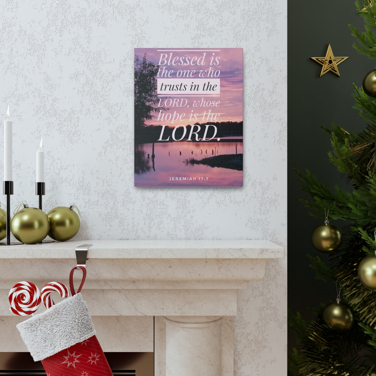 Scripture Walls Trusts In The Lord Jeremiah 17:7 Bible Verse Canvas Christian Wall Art Bible Verse Print Ready To Hang Unframed-Express Your Love Gifts