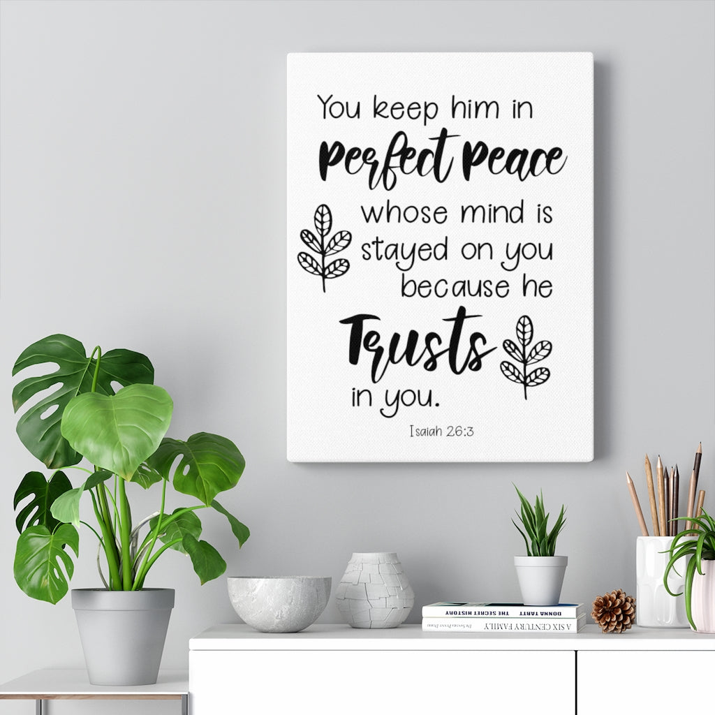 Scripture Walls Trusts In You Isaiah 26:3 Bible Verse Canvas Christian Wall Art Ready to Hang Unframed-Express Your Love Gifts