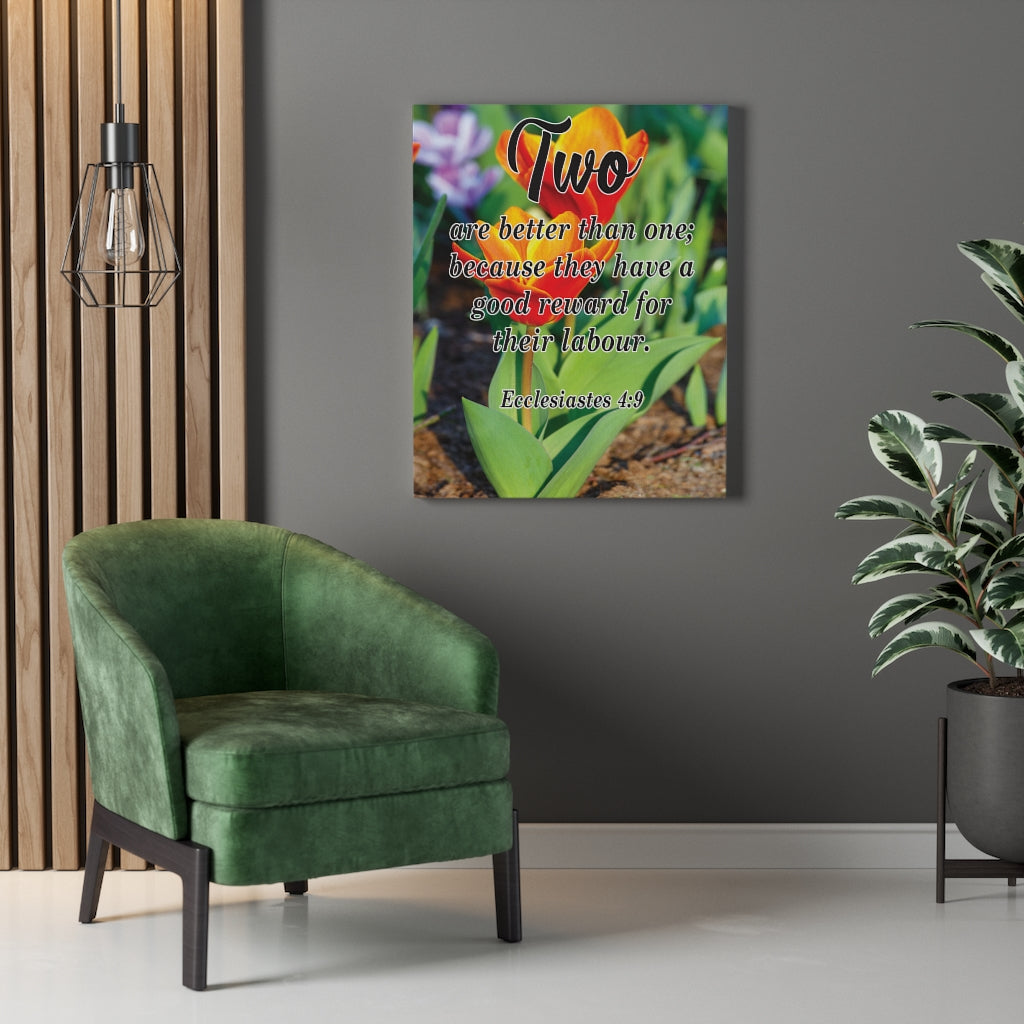 Scripture Walls Two Are Better Than One Ecclesiastes 4:9 Bible Verse Canvas Christian Wall Art Ready to Hang Unframed-Express Your Love Gifts