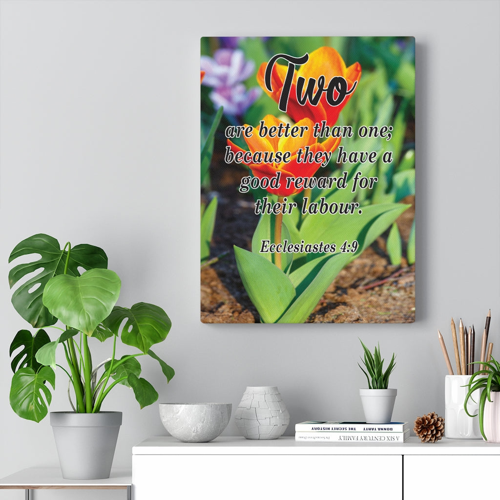 Scripture Walls Two Are Better Than One Ecclesiastes 4:9 Bible Verse Canvas Christian Wall Art Ready to Hang Unframed-Express Your Love Gifts