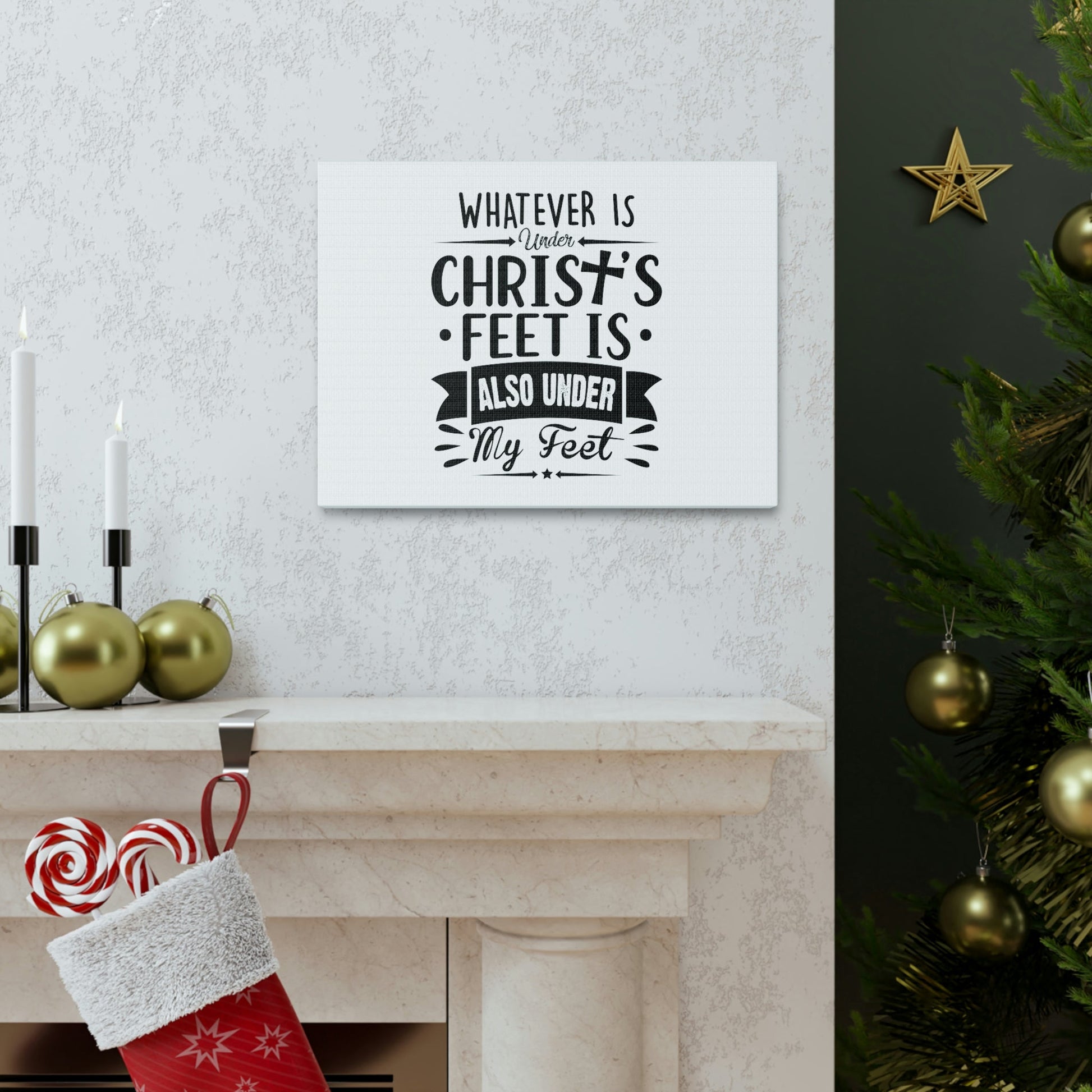Under Christ's Feet Ephesians 1:22 Cross Christian Wall Art Bible Verse Print Ready to Hang Unframed-Express Your Love Gifts