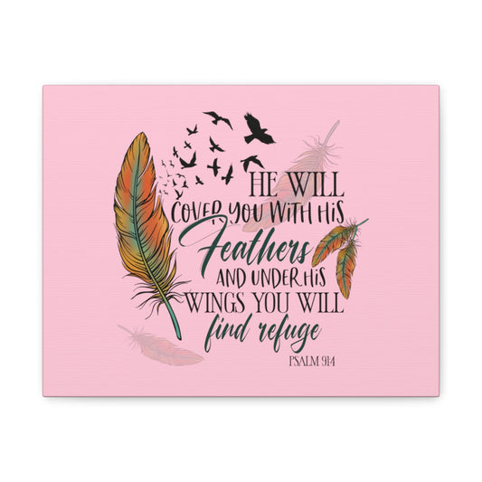 Under His Wings Psalm 19:4 Christian Wall Art Bible Verse Print Ready to Hang Unframed-Express Your Love Gifts