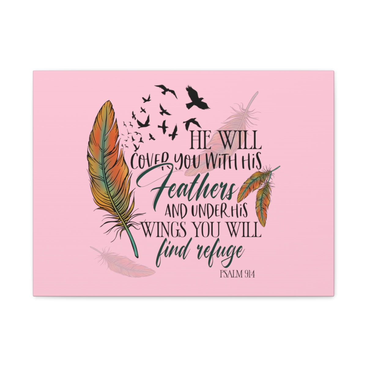 Under His Wings Psalm 19:4 Christian Wall Art Bible Verse Print Ready to Hang Unframed-Express Your Love Gifts