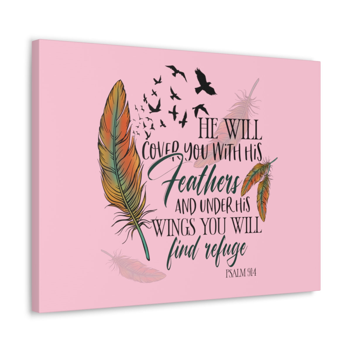 Under His Wings Psalm 19:4 Christian Wall Art Bible Verse Print Ready to Hang Unframed-Express Your Love Gifts
